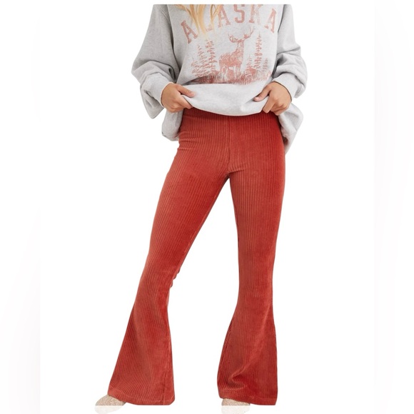 aerie Pants - Aerie High Waist Flare Pants Orange Rust‎ Womens Juniors XL